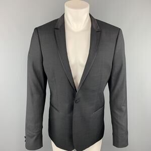 THE KOOPLES Chest Size 42 Nailhead Black Wool Peak Lapel Sport Coat